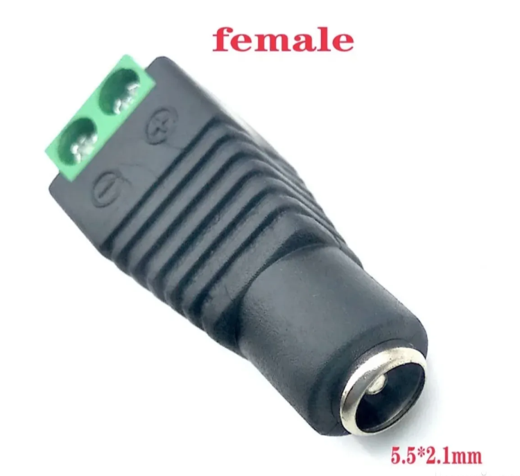 Ženski DC konektor 5.5×2.1 mm – na šraf za LED i video nadzor (VN-1)