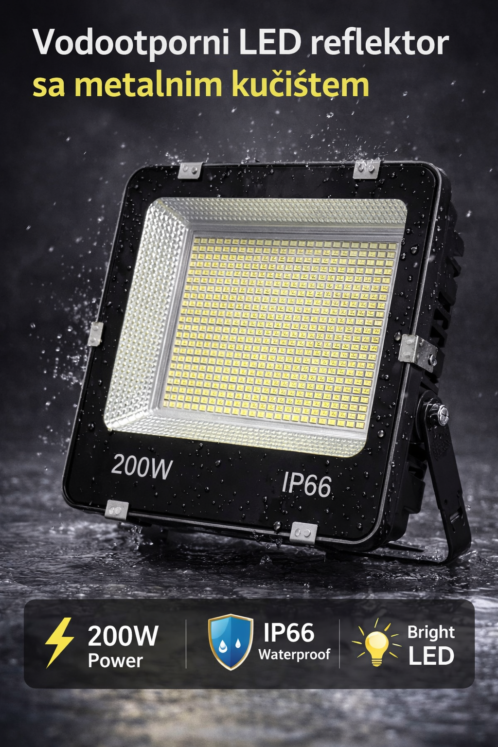 LED reflektor 200W 6500K IP66 sa metalnim kućištem (R-1)