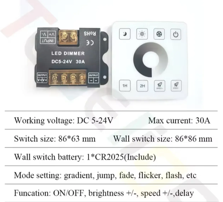 DC 5-24V LED dimmer – bežični touch zidni prekidač (LT-1)