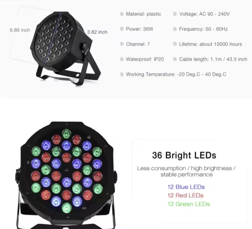 RGB LED disko svetlo 36W (RK-1)