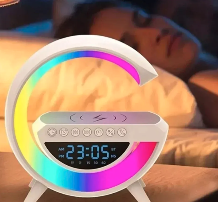 G lampa 6 u 1 – bežični punjač, Bluetooth zvučnik, sat i ambijentalno svetlo (Z-1)