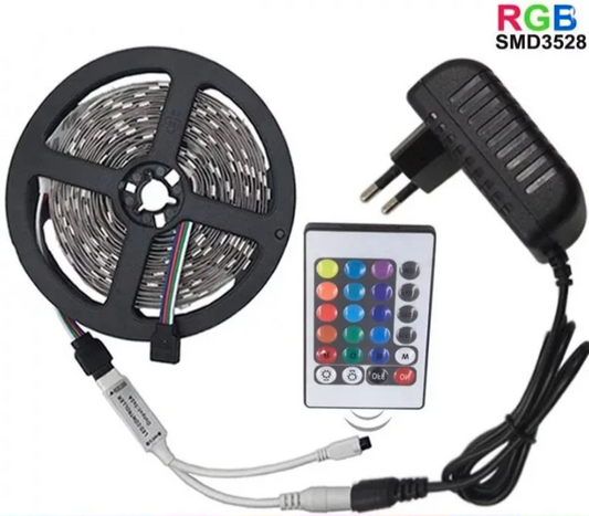 RGB LED traka 10m sa daljinskim upravljačem delimično vodootporna (LT-1)