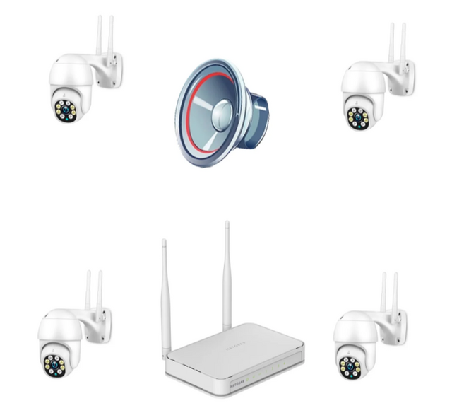Wi-Fi PTZ set 8 MP sa 4 rotirajuće kamere i NVR snimačem