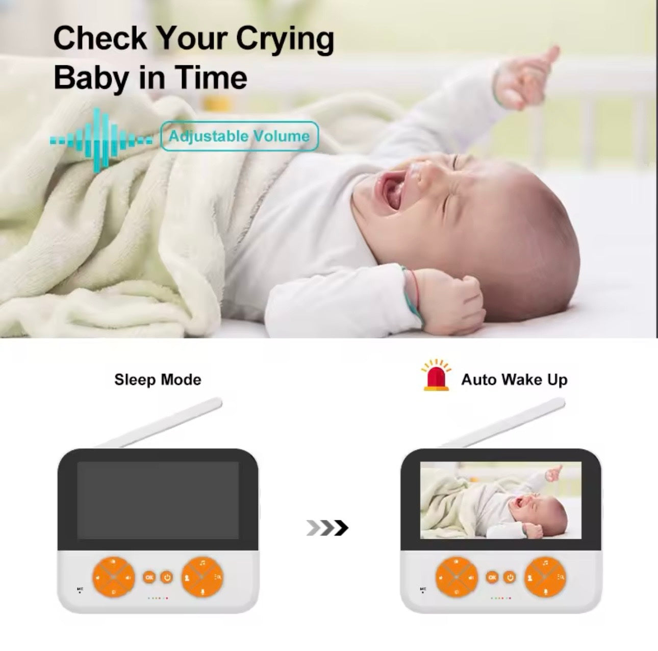 085 - Bebi alarm - monitor kamera sa 5 inča HD ekranom