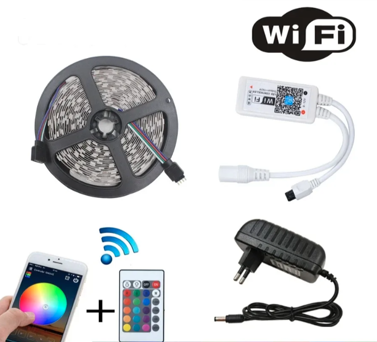 RGB LED traka 5m sa WiFi Bluetooth kontrolom i daljinskim (LT-1)