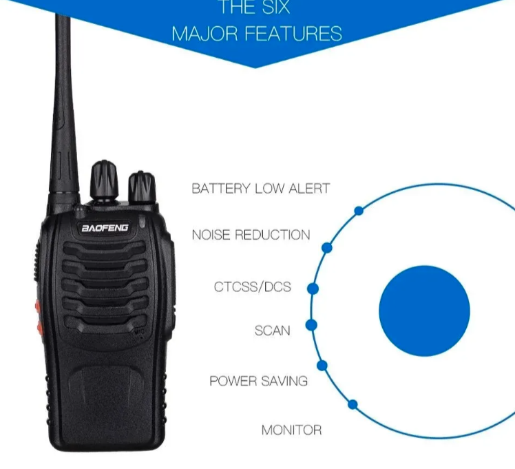 Baofeng radio stanica 888S 5W toki voki set 2 komada sa slušalicama (RS-1)