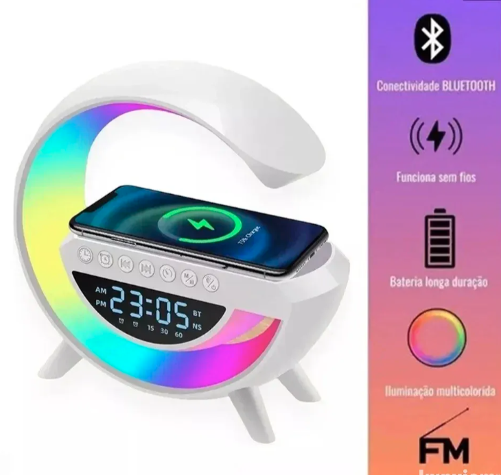G lampa 6 u 1 – bežični punjač, Bluetooth zvučnik, sat i ambijentalno svetlo (Z-1)