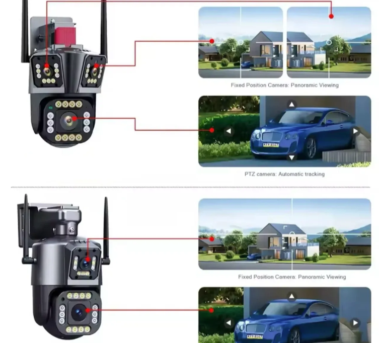 009 - WiFi IP PTZ Kamera sa Tri Kamere 12MP – Trostruki Prikaz i Autotracking (VN-1)