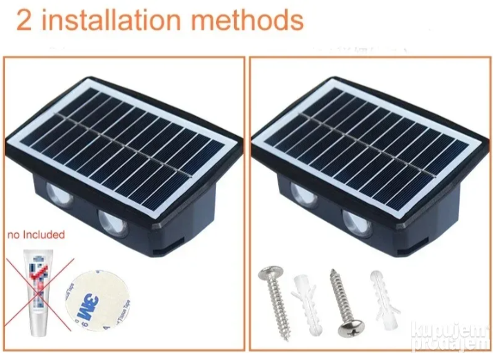 Solarna zidna dekorativna lampa za fasade 4 LED IP65 (R-1)