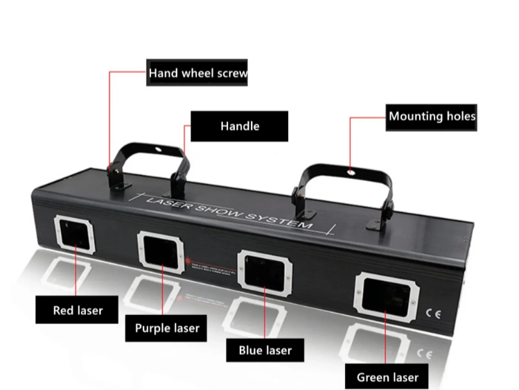 RGB Laser Show sistem sa 4 tunela – DMX kontrola (RK-1)