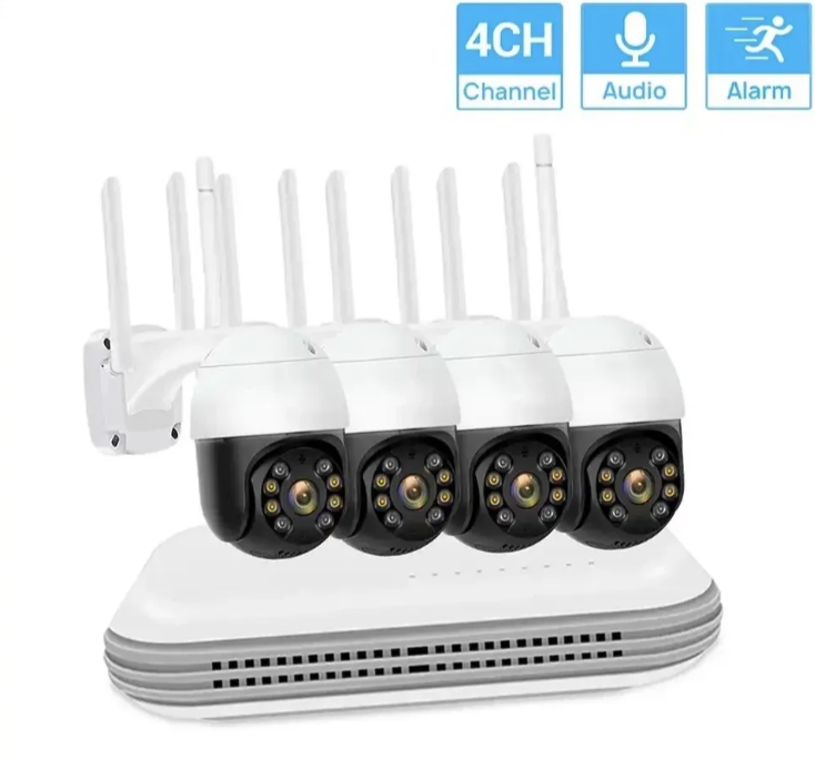 069 - PTZ WiFi Set 8MP – Komplet Video Nadzora sa 4 Rotirajuće Kamere (VN-1)