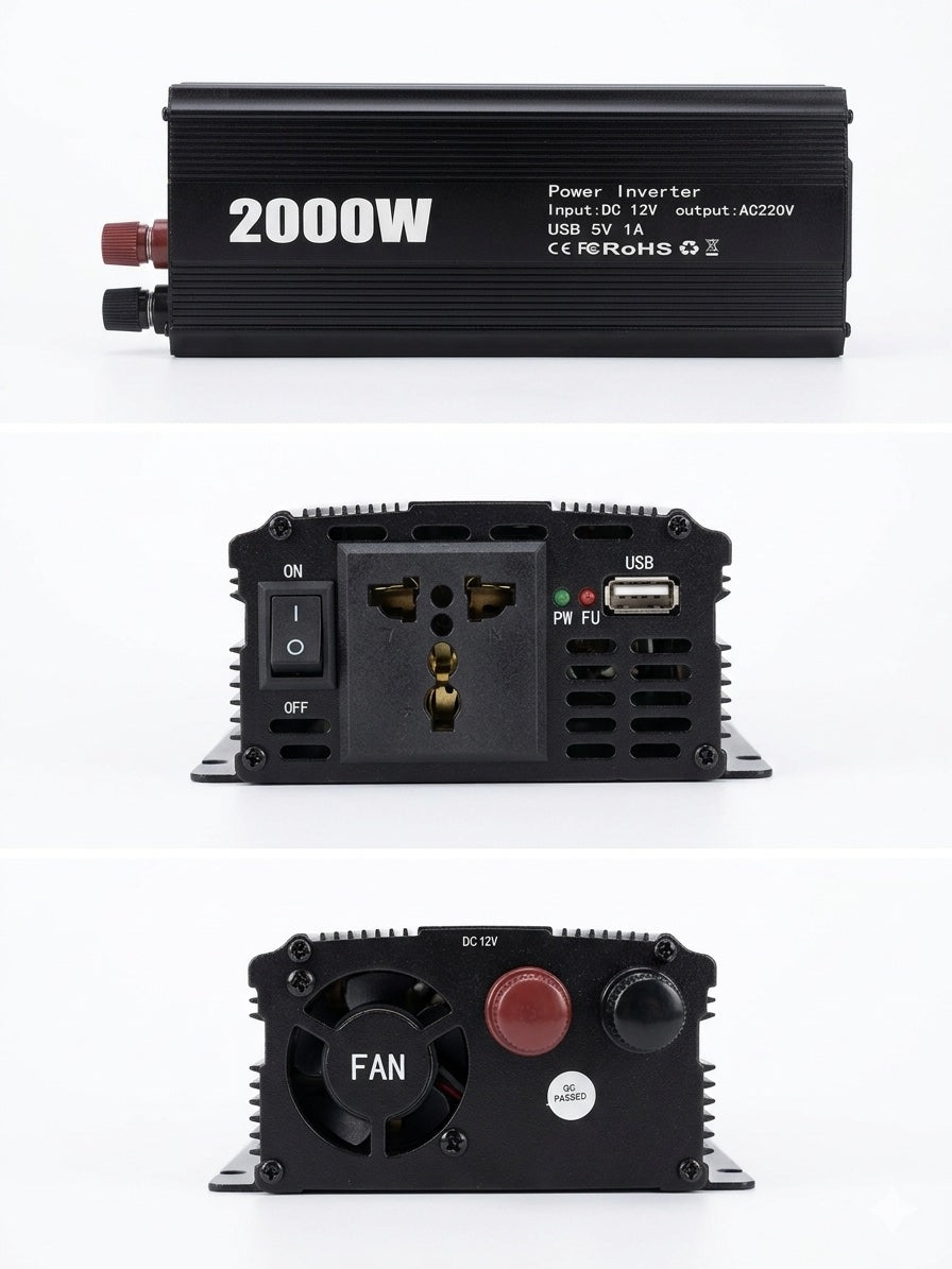 Inverter pretvarač napona 12V na 220V 2000W sa USB izlazom (SO-1)