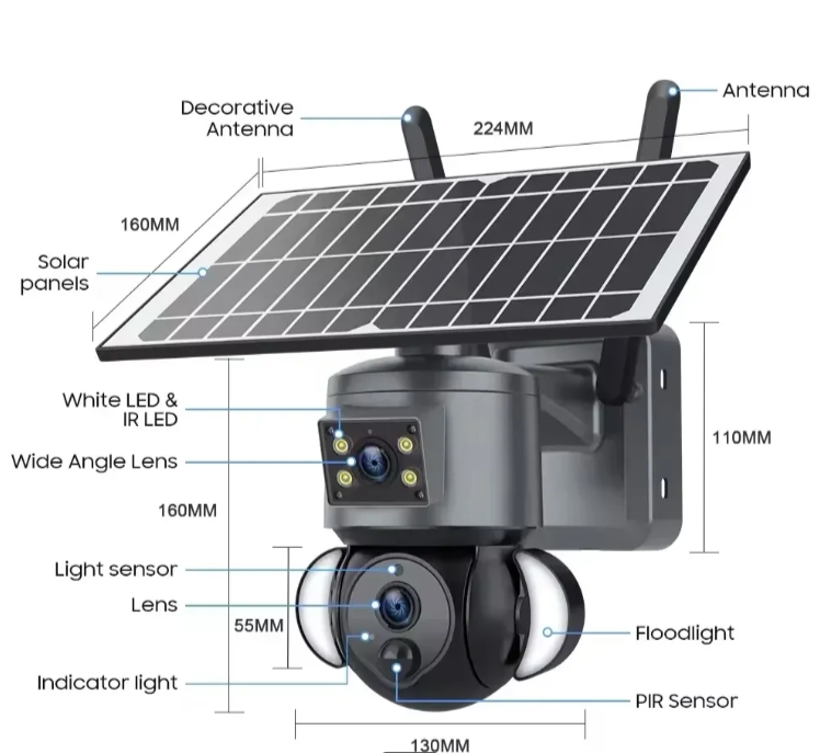 055 - Solarna 6MP UBOX 4G SIM PTZ Kamera sa Dva Sočiva (VN-3)