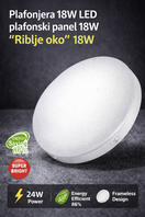 LED panel nadgradni 18 W – izuzetno svetao “Riblje oko” — slika 2