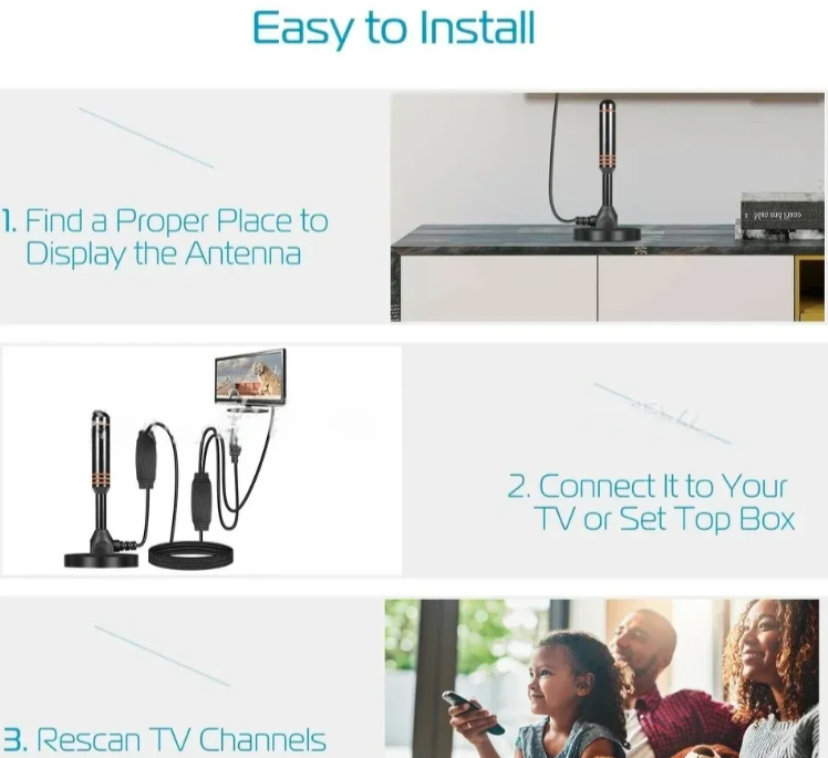 Sobna TV antena sa pojačivačem i magnetnim postoljem (O-1)