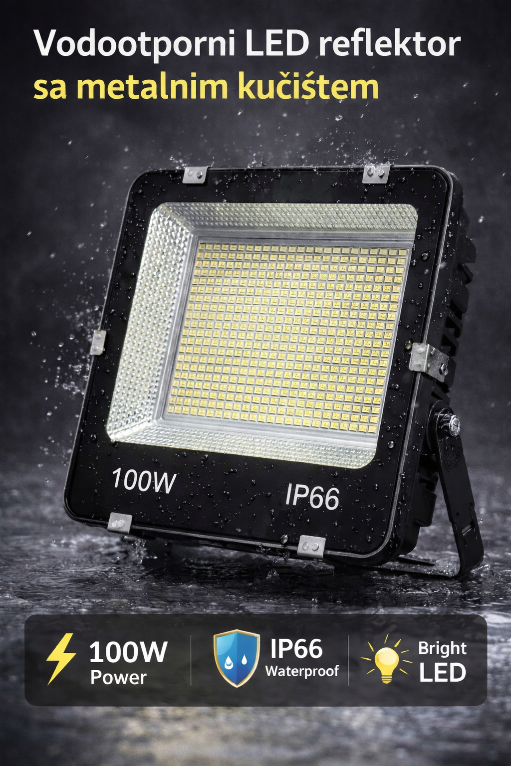 LED reflektor 100W 6500K IP66 sa metalnim kućištem (R-1)