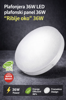 LED panel nadgradni 36 W – izuzetno svetao “Riblje oko” — slika 2