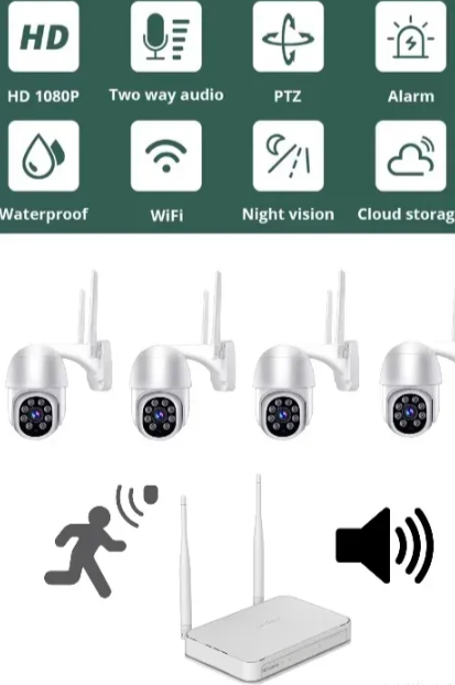 068 - WiFi PTZ set 8MP sa 4 rotirajuće kamere i NVR snimačem (VN-1)