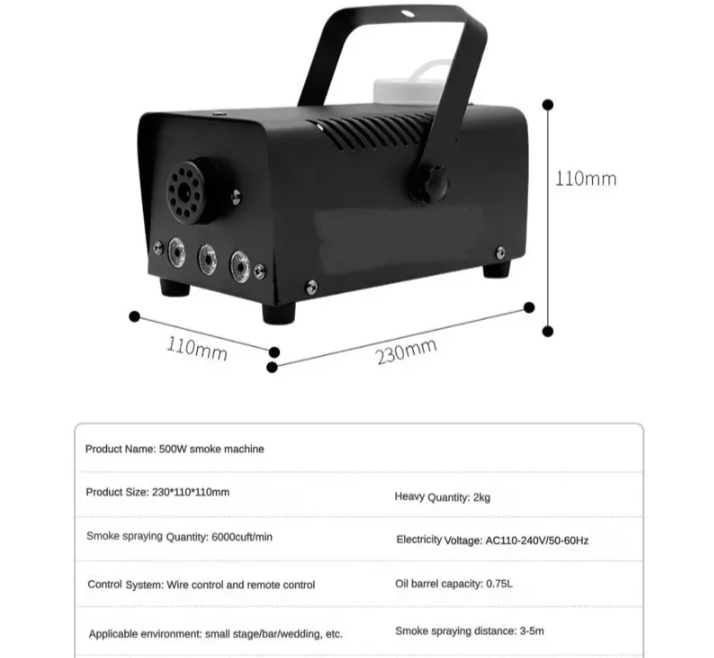 Scenska RGB mašina za dim 600W sa RGB LED osvetljenjem i daljinskim (RK-1)
