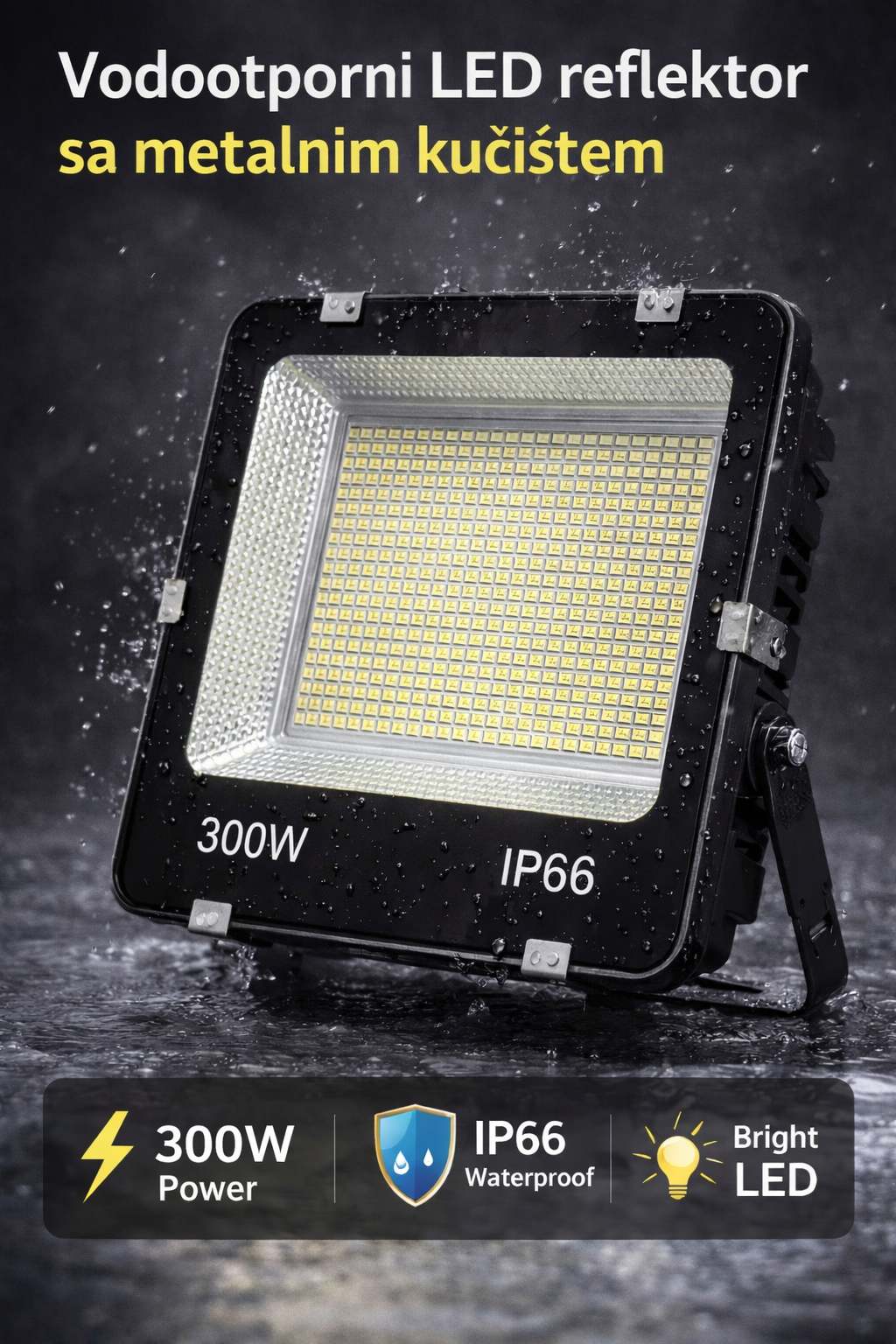 Keramički LED reflektor 300W 6500K IP66 sa metalnim kućištem (R-1)