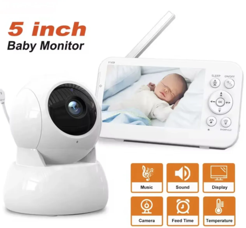 087 - Bebi alarm sa kamerom i 5.0 inča ekranom za nadzor bebe