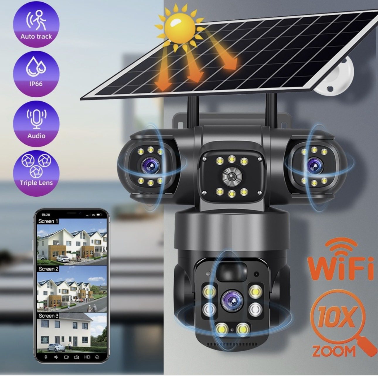 Solarna 4G PTZ kamera 3 objektiva (VN-1)