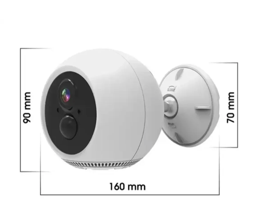 023 - Okrugla Širokougaona WiFi IP Kamera 3MP na Punjive Baterije (VN-1)
