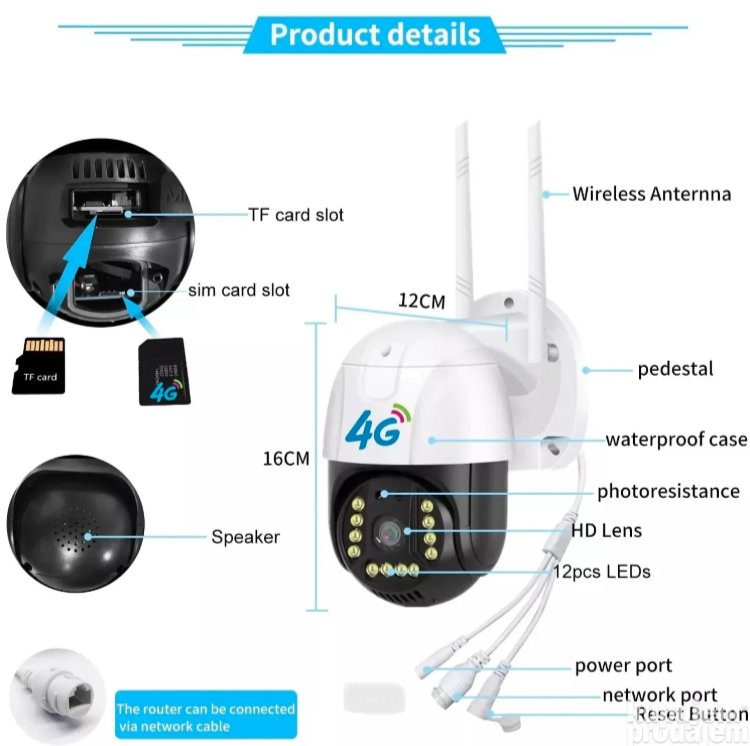036 - 4G IP PTZ Spoljna Kamera 1080p Bez WiFi Interneta (VN-2)
