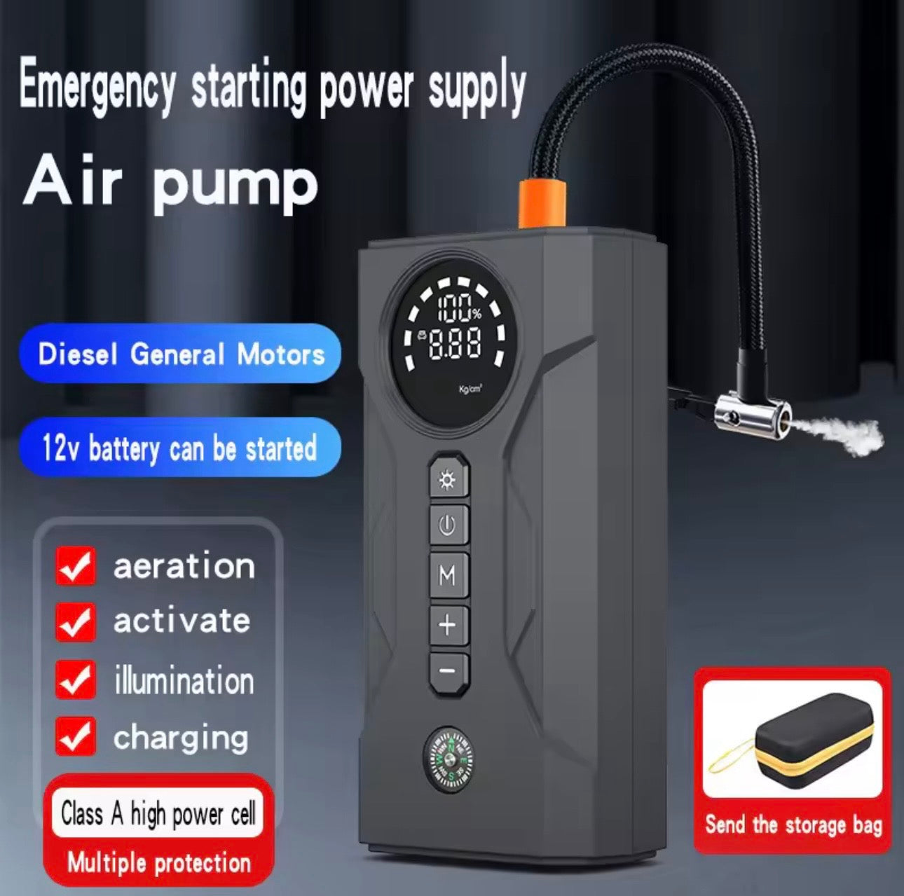 Multifunkcionalni starter 800A sa kompresorom i power bank funkcijom (AO-1)