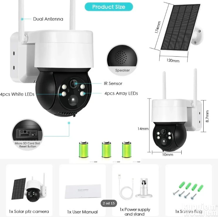 062 - Solarna PTZ WiFi IP kamera 10mpx (VN-3)