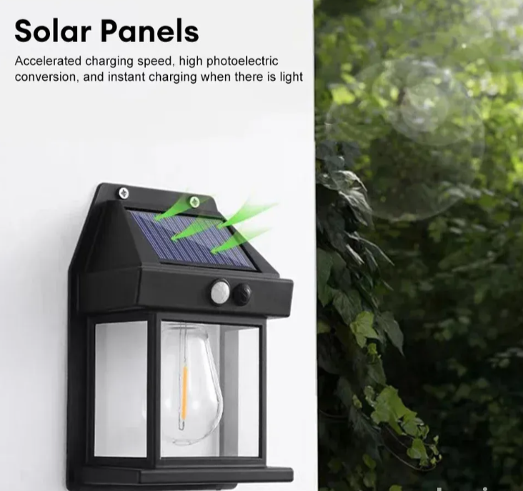 Solarna zidna lampa sa Edison sijalicom i senzorom pokreta (R-1)