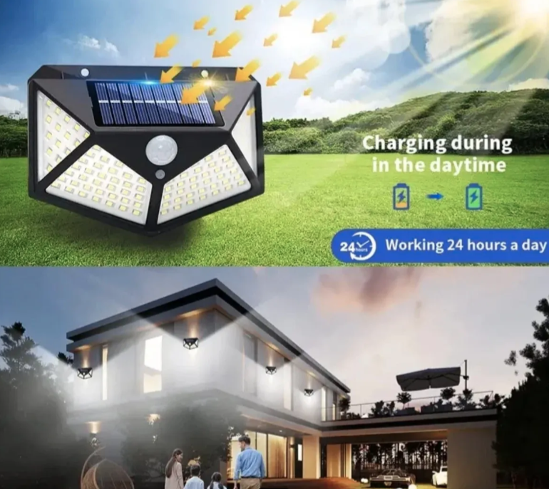 Solarna LED zidna lampa sa senzorom pokreta i noć-dan (R-1)