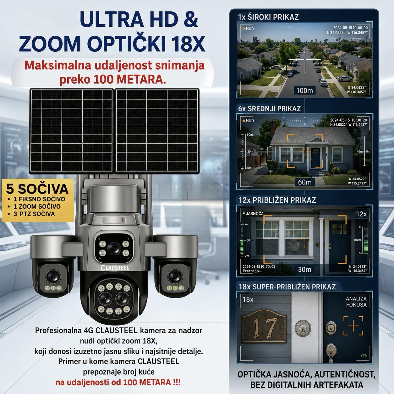 Solarna 4G PTZ kamera 5 objektiva 28MPx (VN-3)