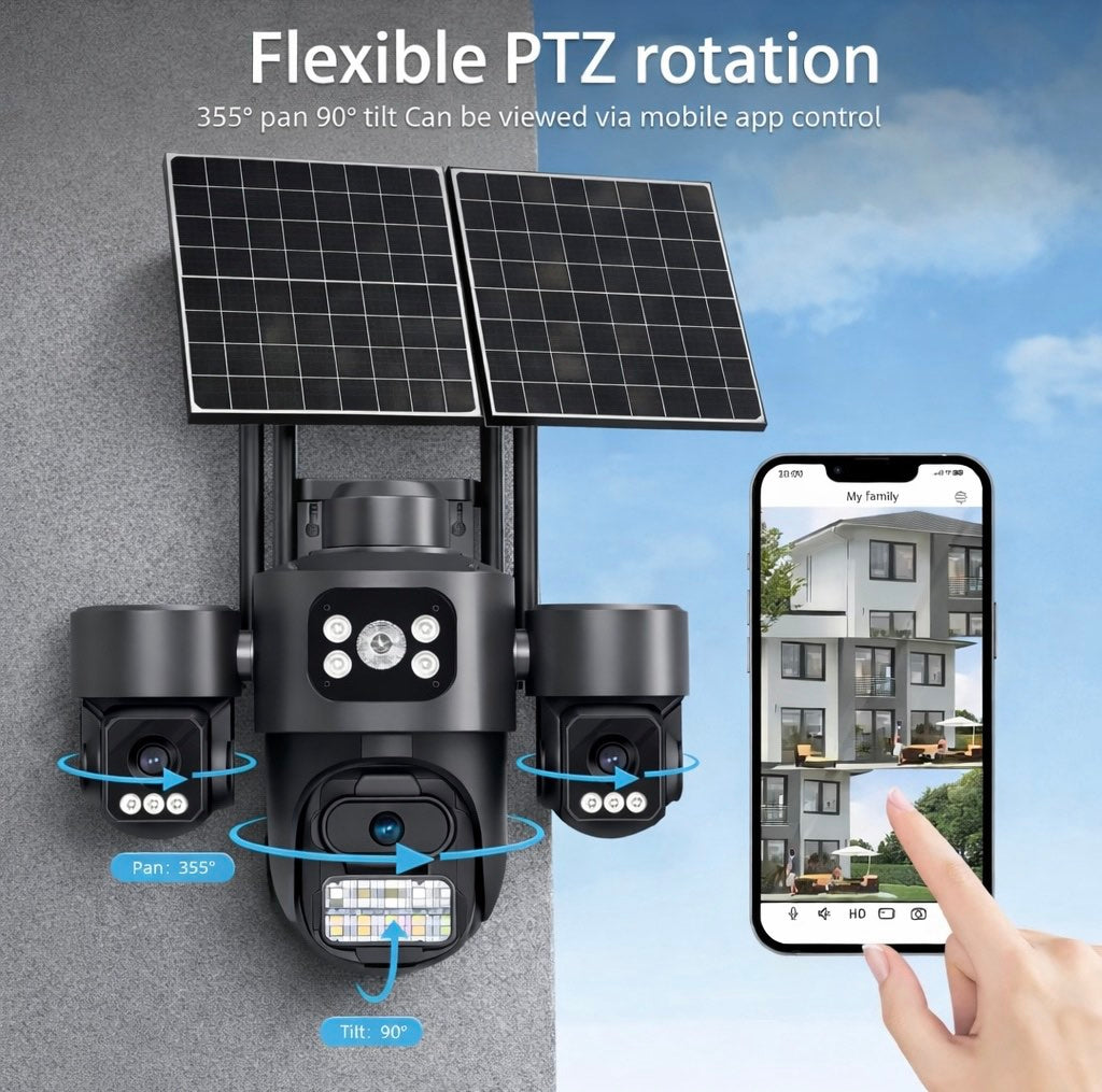 111 - Solarna 4G sigurnosna kamera sa 4 objektiva i PTZ rotacijom (VN-3)