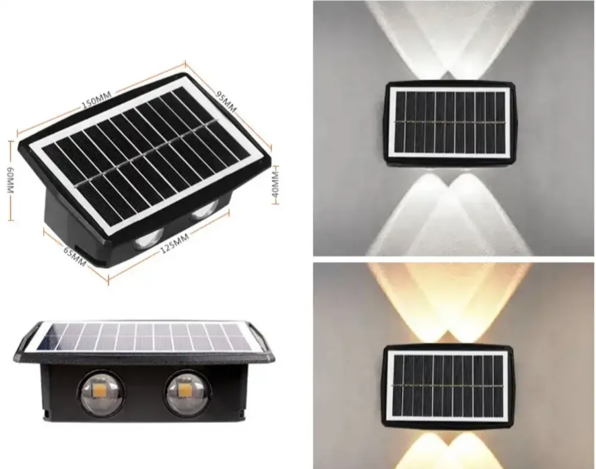 Solarna zidna dekorativna lampa za fasade 4 LED IP65 (R-1)