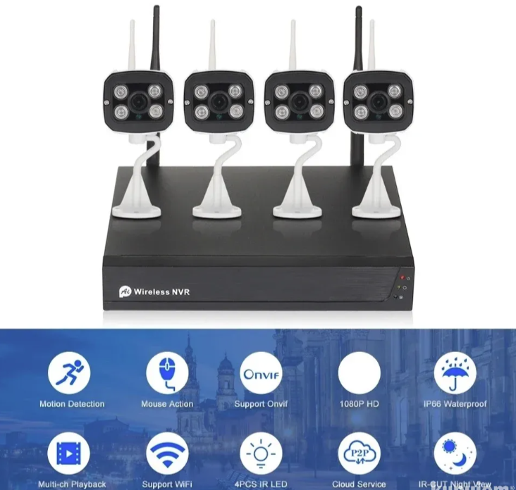 074 - WiFi IP Video Nadzor Set 1080P sa 4 Kamere i NVR Snimačem (VN-1)