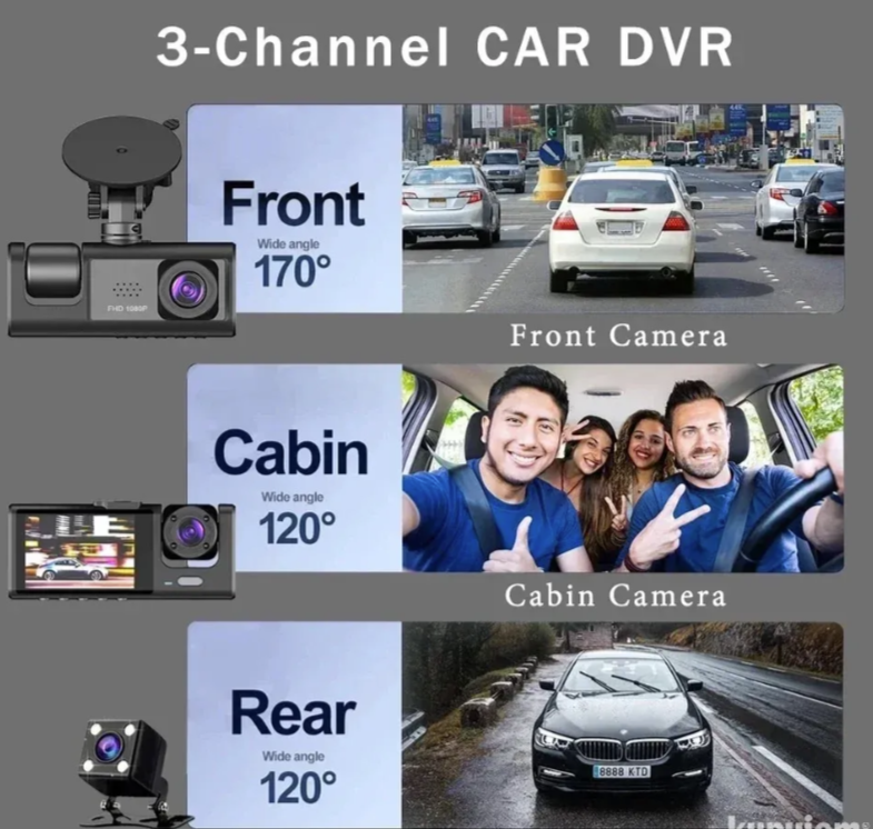 Auto kamera DVR 3 kamere 1080P sa rikverc kamerom (AO-1)