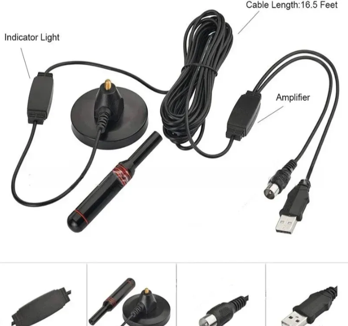 Sobna TV antena sa pojačivačem i magnetnim postoljem (O-1)