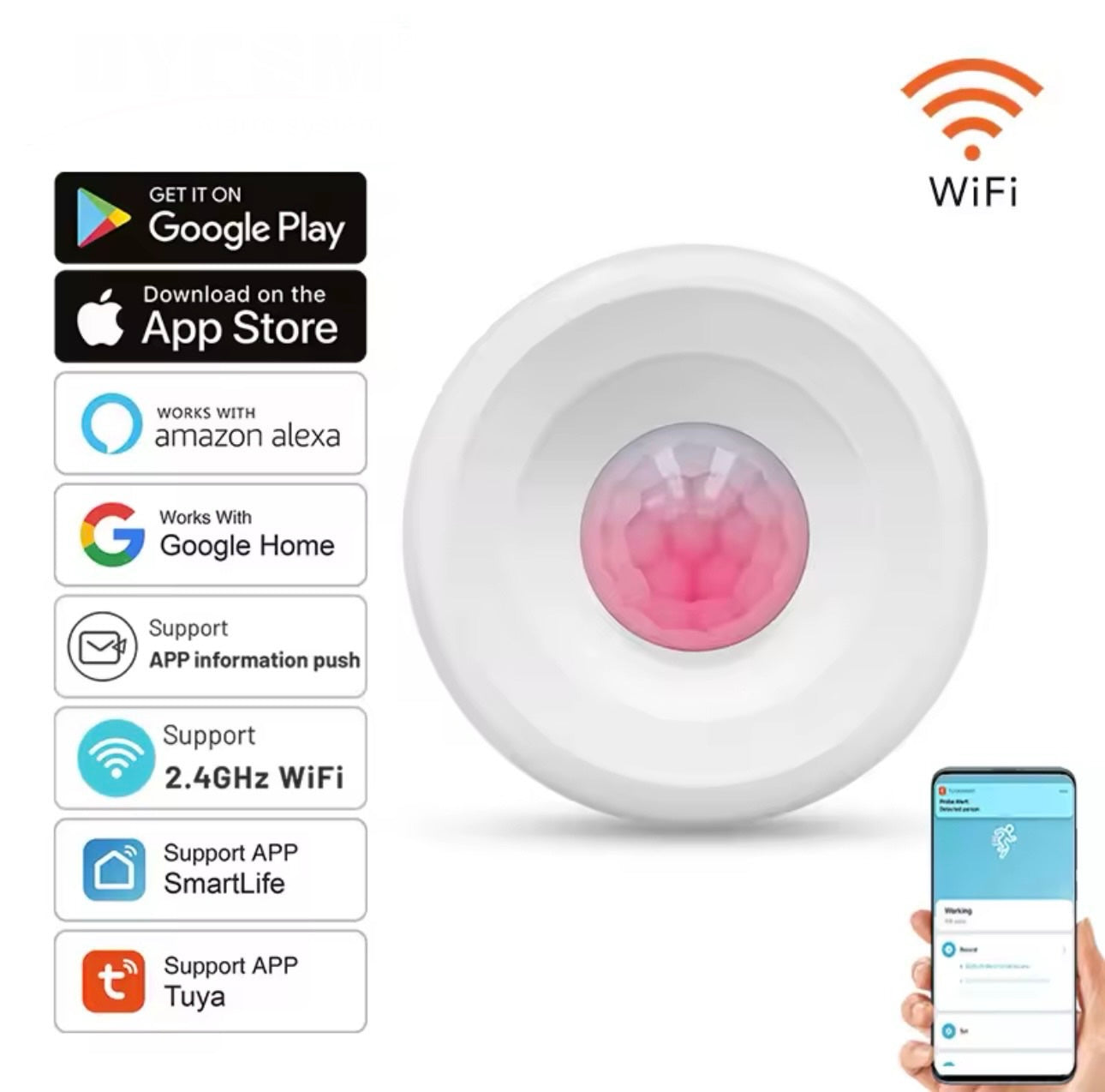 Tuya WiFi PIR senzor pokreta 360 stepeni (A-1)