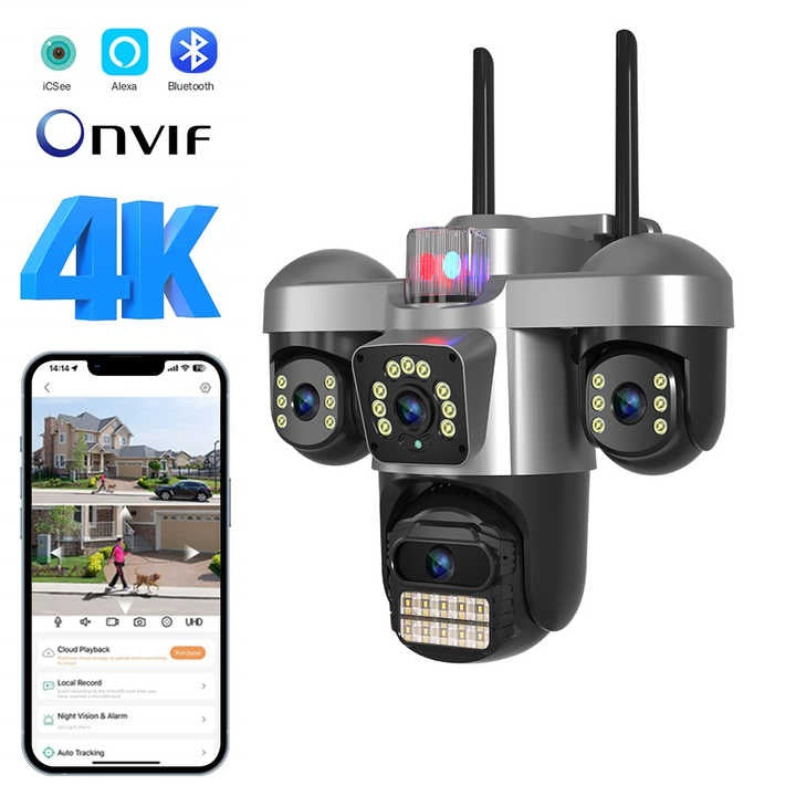 WiFi IP kamera 3 objektiva PTZ sa sirenom (VN-1)