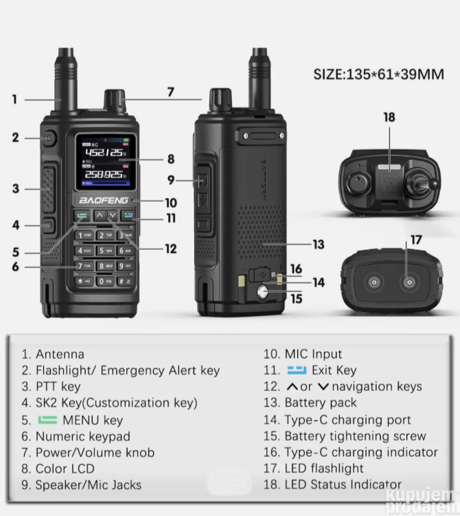 Baofeng UV17 Pro GPS 35W dual band radio stanica (RS-1)
