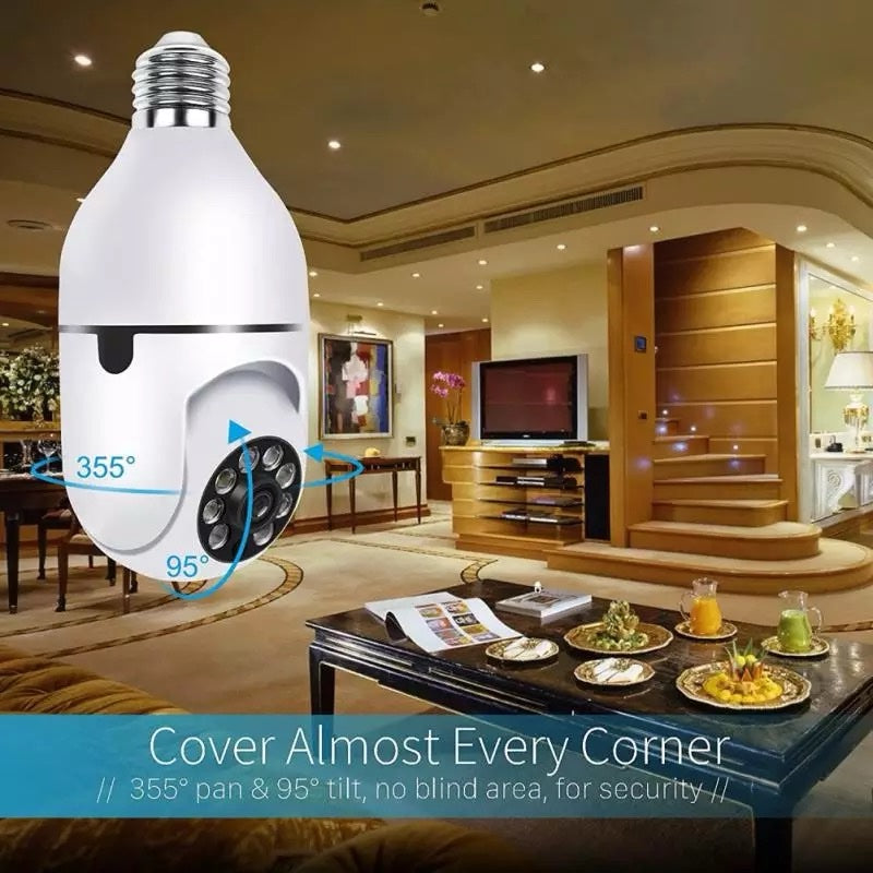 WiFi IP kamera 12MP E27 – 2.4GHz i 5GHz, rotacija 360°, iCSee (VN-1)