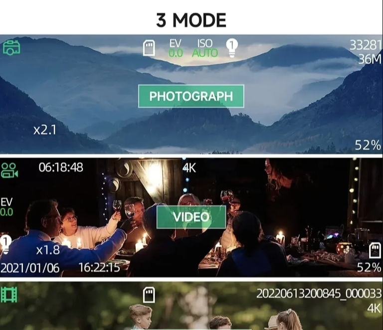 Pasivni noćni dvogled 4K HD za noćno gledanje do 200m (LK)