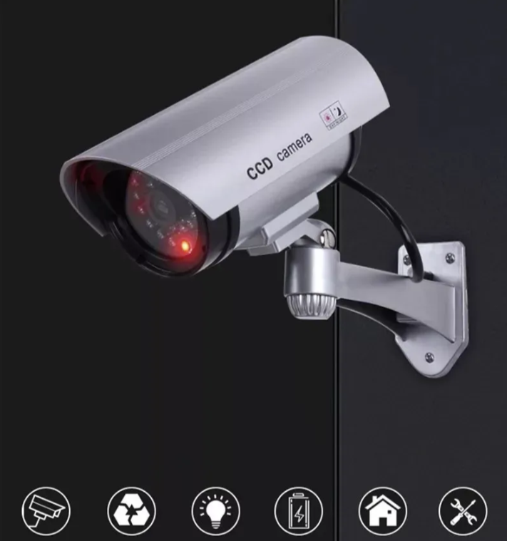 Lažna kamera na baterije sa LED diodom + nalepnica video nadzor (VN-1)