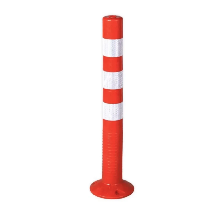 Reflektujući PVC stubić barijera 75cm za parking i gradilišta – Beli i žuti reflekt