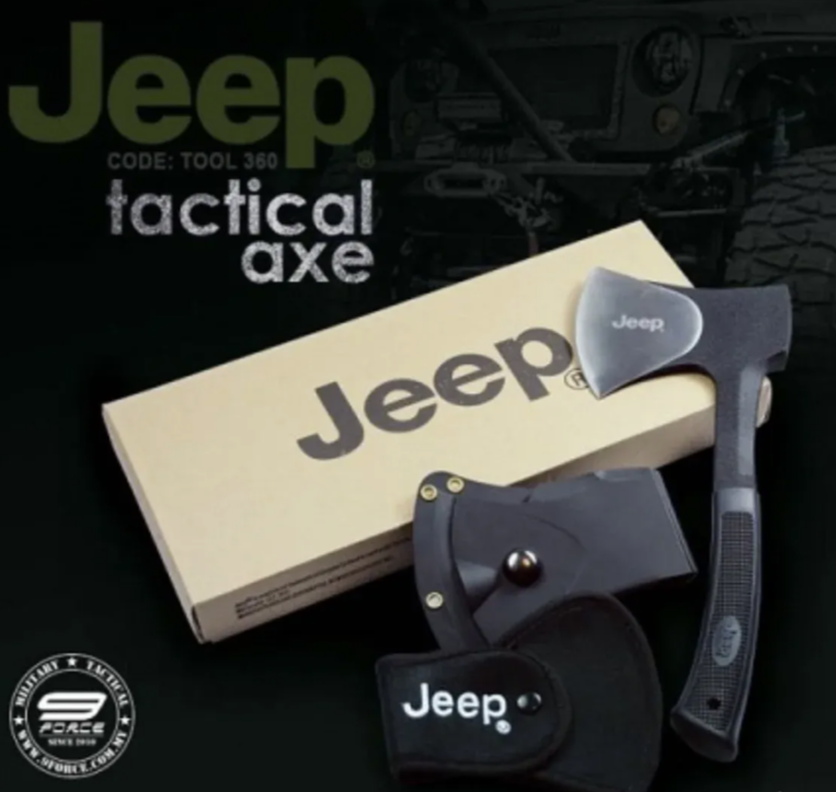 Lovačka sekirica Jeep 30.5cm – Čelično sečivo, gumena drška, 700g (LK)