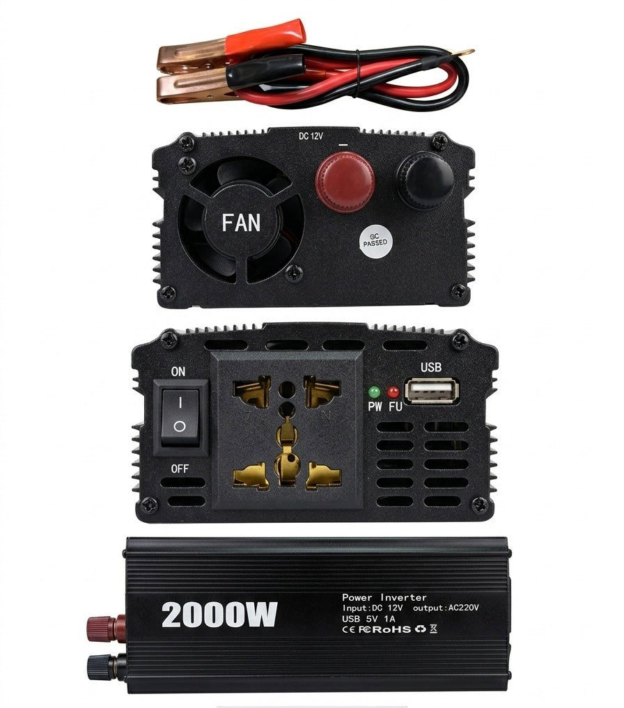 Inverter pretvarač napona 12V na 220V 2000W sa USB izlazom (SO-1)