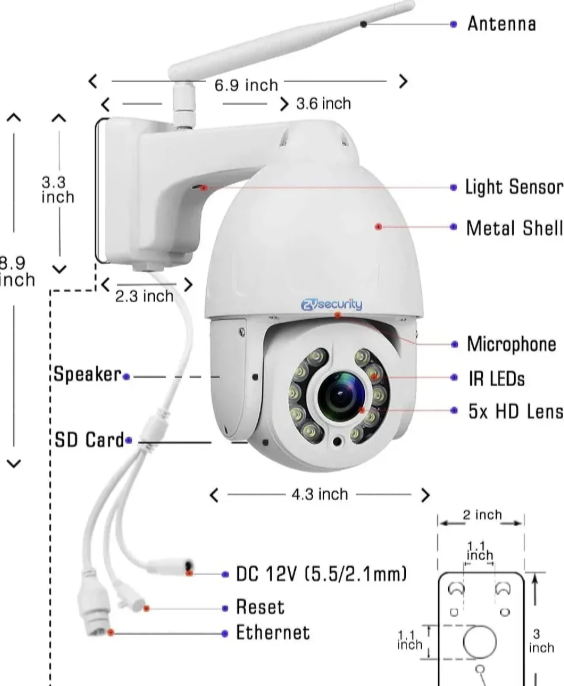 017 - WiFi PoE PTZ kamera 5MP sa metalnim kućištem (VN-1)
