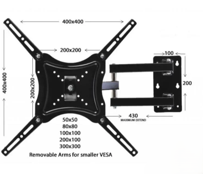 Zglobni zidni nosač za TV 14"-55" do 50kg (O-1)