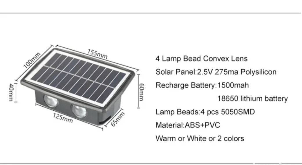 Solarna zidna dekorativna lampa za fasade 4 LED IP65 (R-1)